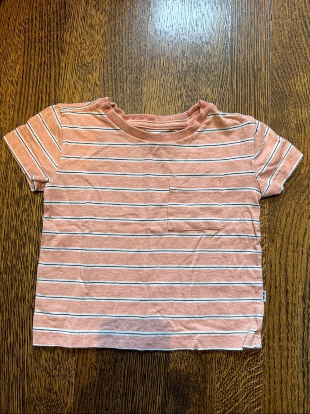 Kids Short Sleeve Striped Pocket Tee - Peach